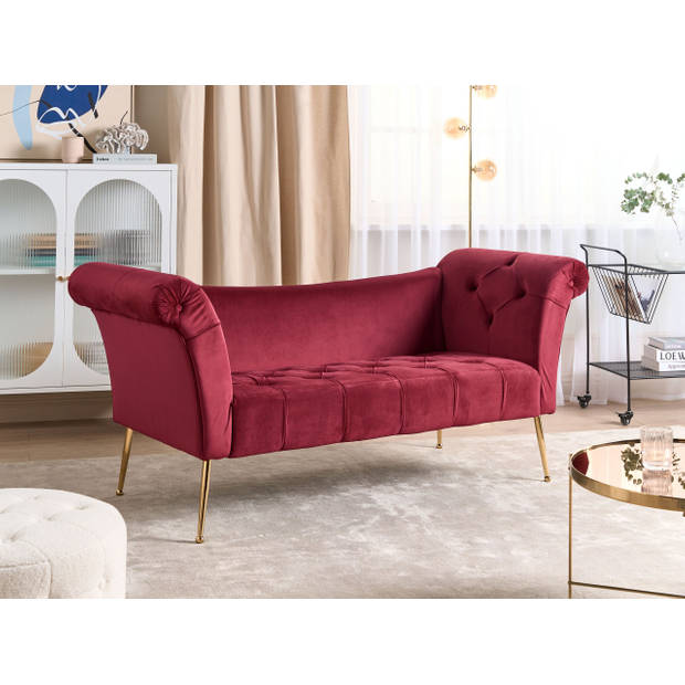 Beliani NANTILLY - Chaise longue-Rood-Fluweel