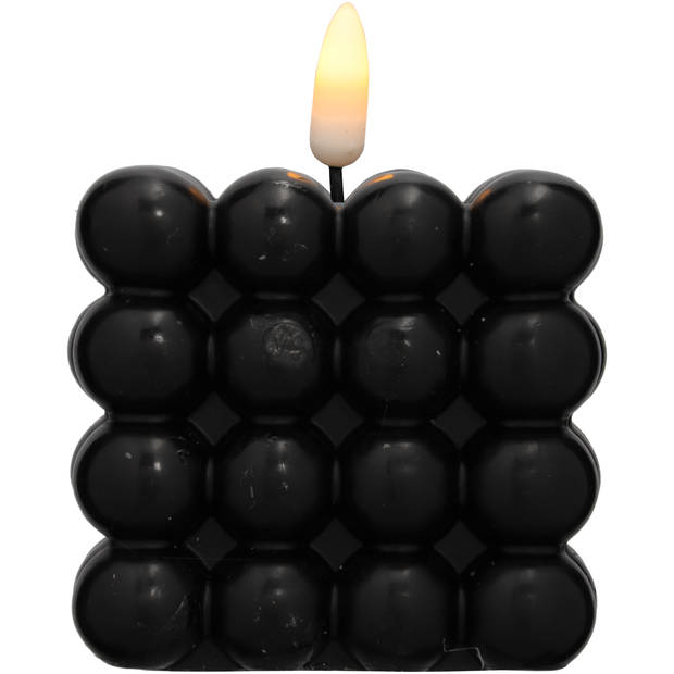 Blokker Bubble LED kaars 7,5x7,5cm zwart