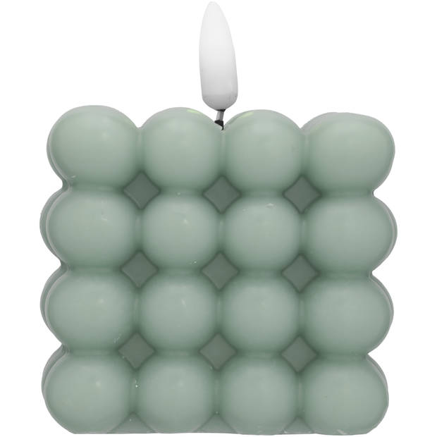 Blokker Bubble LED kaars 7,5x7,5cm groen