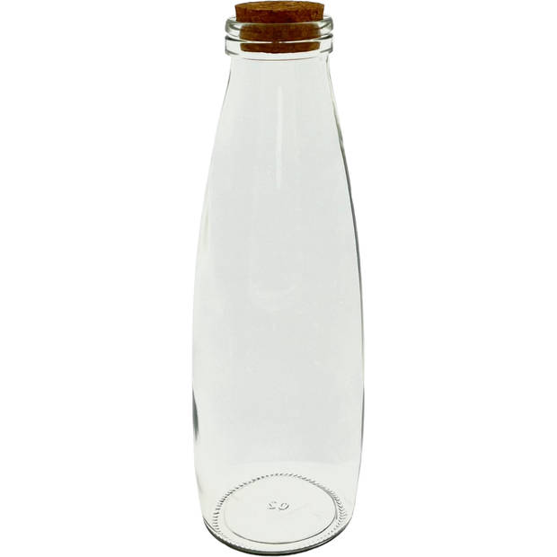 Serveerfles van glas met kurk - 500 ml - 4 Stuks