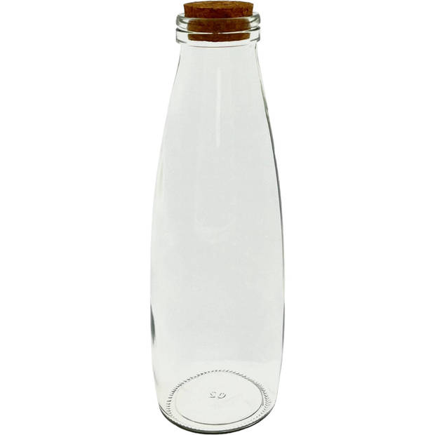 Hoogwaardige Serveerfles van glas met kurk - 500 ml - 8 Stuks