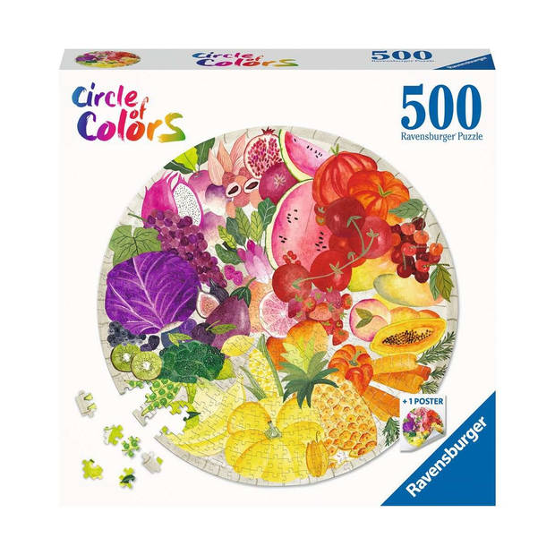 Ravensburger Puzzel 500 stukjes Round puzzle - Circle of colors - Fruits & Vegetables