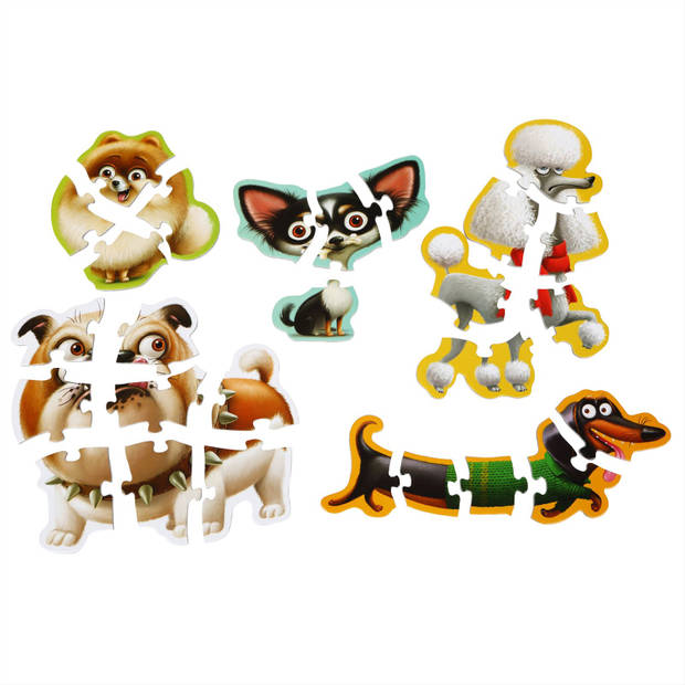 Puzzlika Puzzel - Honden - 4+4+5+6+8 stukjes