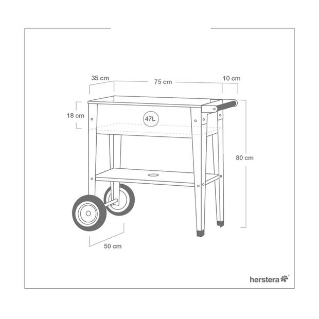 Planttafel Urban Trolley antraciet