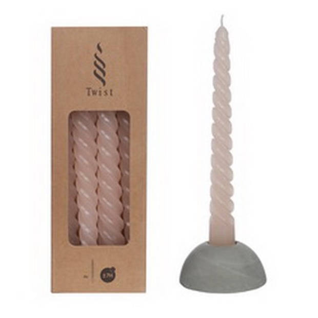 Twisted Candles Set 4 st. White Pink