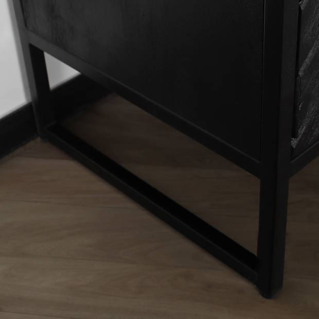 TV meubel industrieel mangohout Liv zwart 130cm tv kast duurzaam mango massief hout tv-meubel