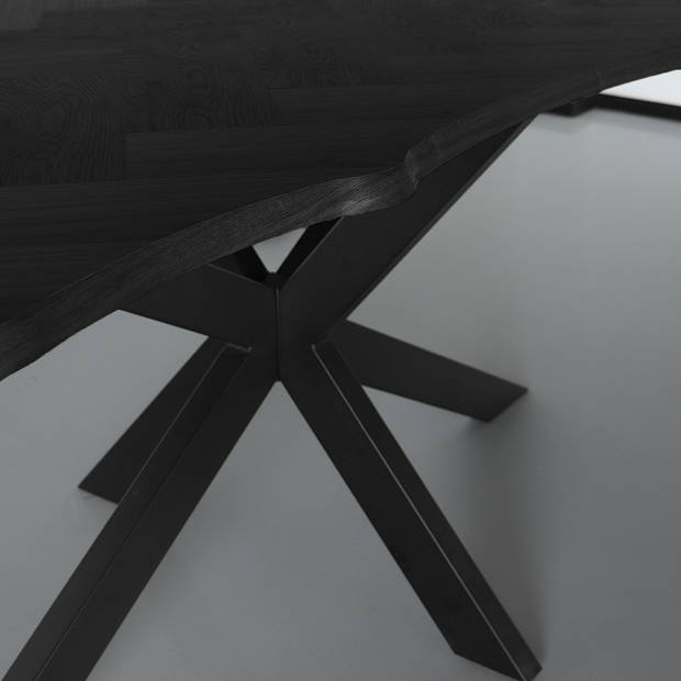Eettafel langwerpig visgraat 180cm Otis zwart langwerpige tafel