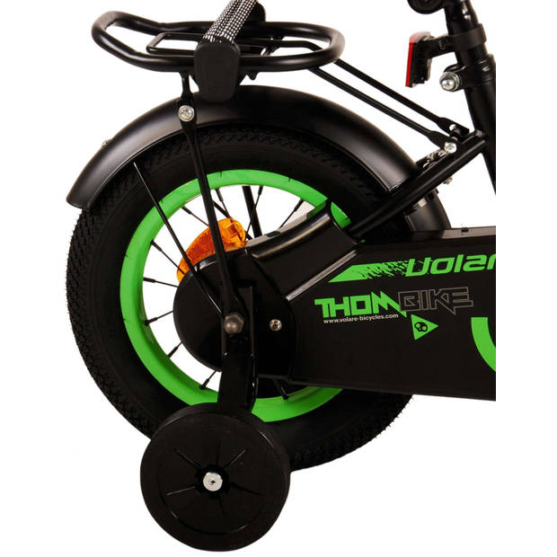 Volare Jongensfiets Thombike 12 Inch 21,5 cm Jongens Terugtraprem Zwart/Groen