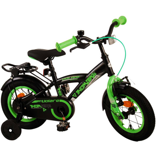 Volare Jongensfiets Thombike 12 Inch 21,5 cm Jongens Terugtraprem Zwart/Groen