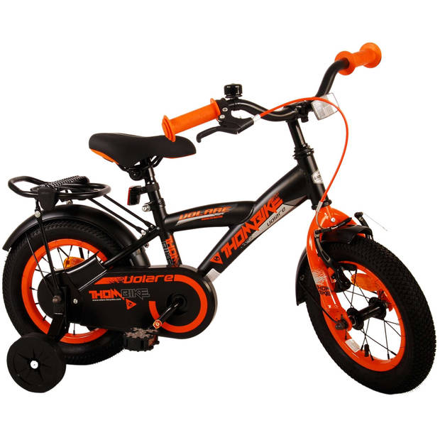 Volare Jongensfiets Thombike 12 Inch 21,5 cm Jongens Terugtraprem Zwart/Oranje