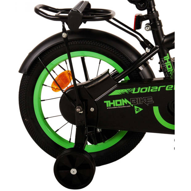 Volare Jongensfiets Thombike 14 Inch 22,5 cm Jongens Terugtraprem Zwart/Groen