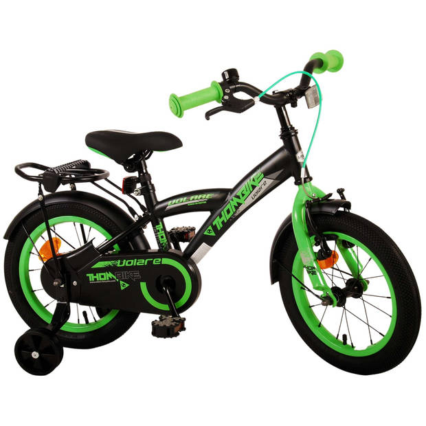 Volare Jongensfiets Thombike 14 Inch 22,5 cm Jongens Terugtraprem Zwart/Groen