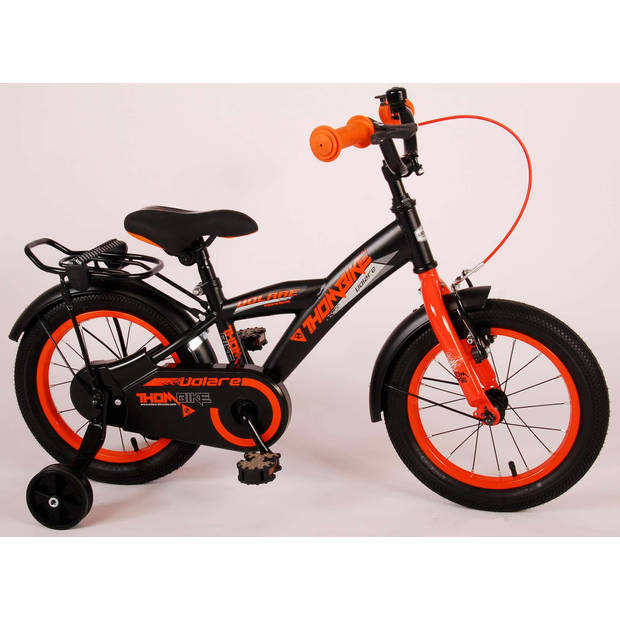 Volare Jongensfiets Thombike 14 Inch 22,5 cm Jongens Terugtraprem Zwart/Oranje