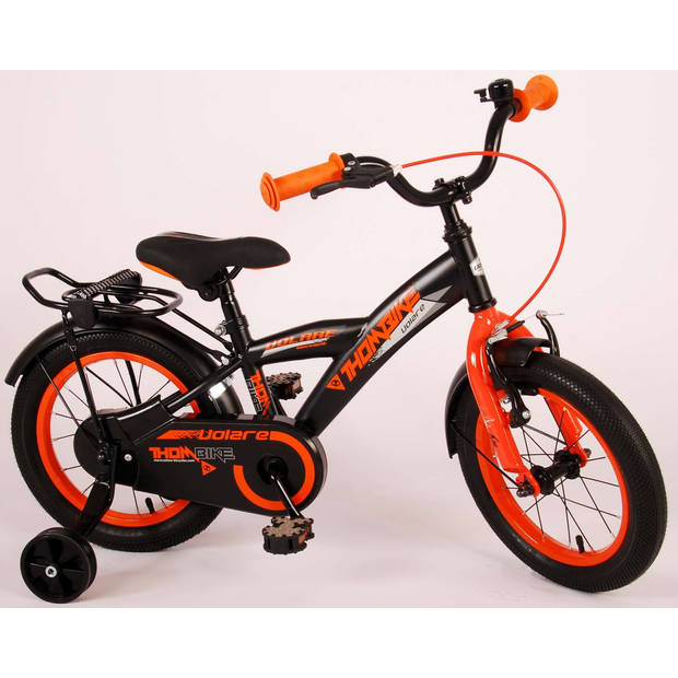 Volare Jongensfiets Thombike 14 Inch 22,5 cm Jongens Terugtraprem Zwart/Oranje