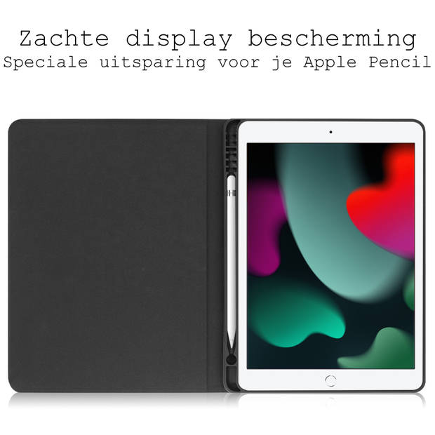 Basey iPad 10.2 2021 Hoes Case Hoesje Hard Cover - iPad 10.2 2021 Hoesje Bookcase Met Uitsparing Apple Pencil - Zwart