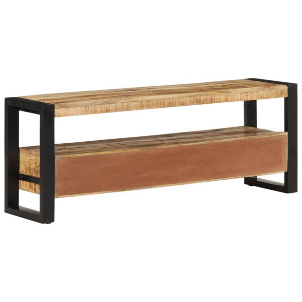 The Living Store mediakast massief mangohout - TV-kast - 120 x 30 x 45 cm - met 3 lades en industriële poten