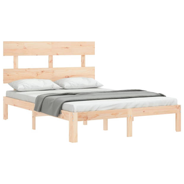 vidaXL Bedframe met hoofdbord massief hout 140x190 cm