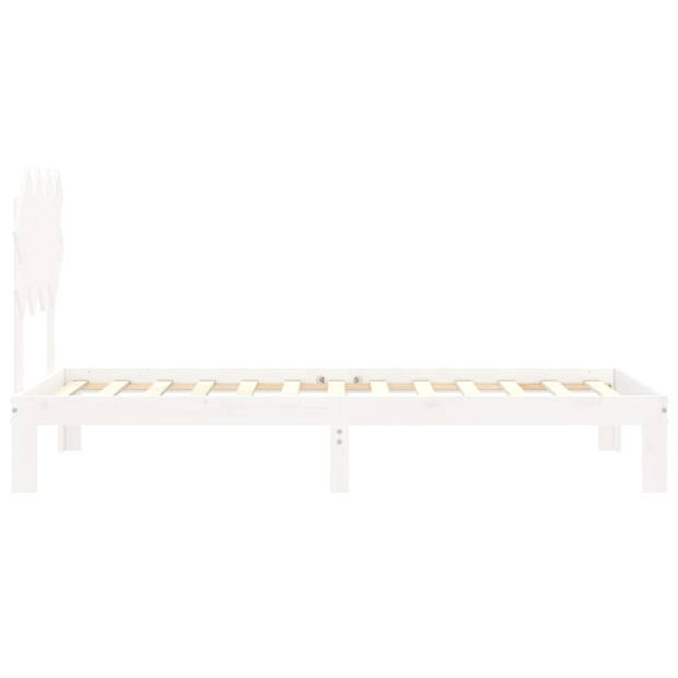 vidaXL Bedframe met hoofdbord massief hout wit 90x200 cm