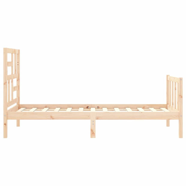 vidaXL Bedframe met hoofdbord massief hout 90x200 cm