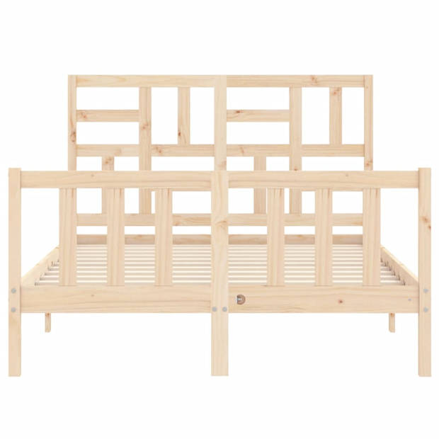 vidaXL Bedframe met hoofdbord massief hout 140x190 cm