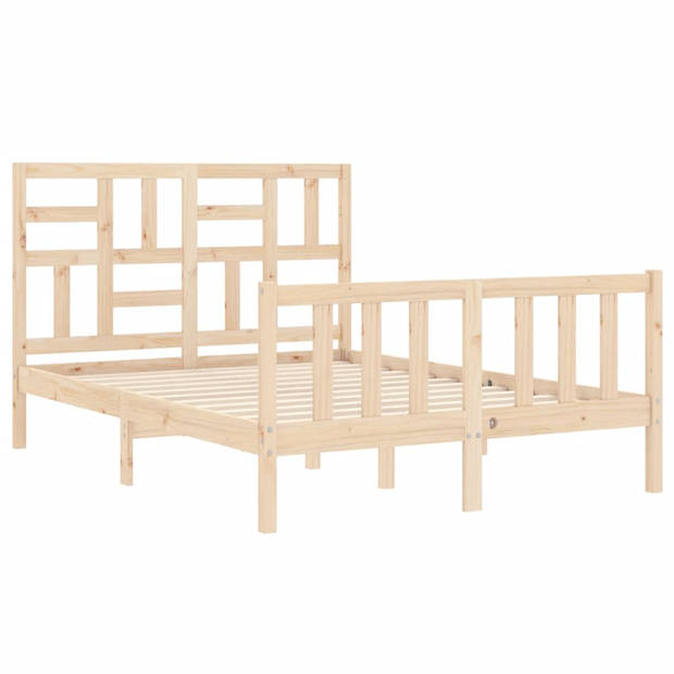 vidaXL Bedframe met hoofdbord massief hout 140x190 cm