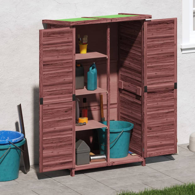 The Living Store Tuinschuur Grenenhout 83x57x140 cm - Mokka - regenbestendig dak - montageset inbegrepen