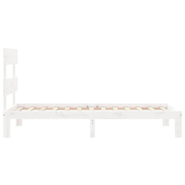 vidaXL Bedframe met hoofdbord massief hout wit