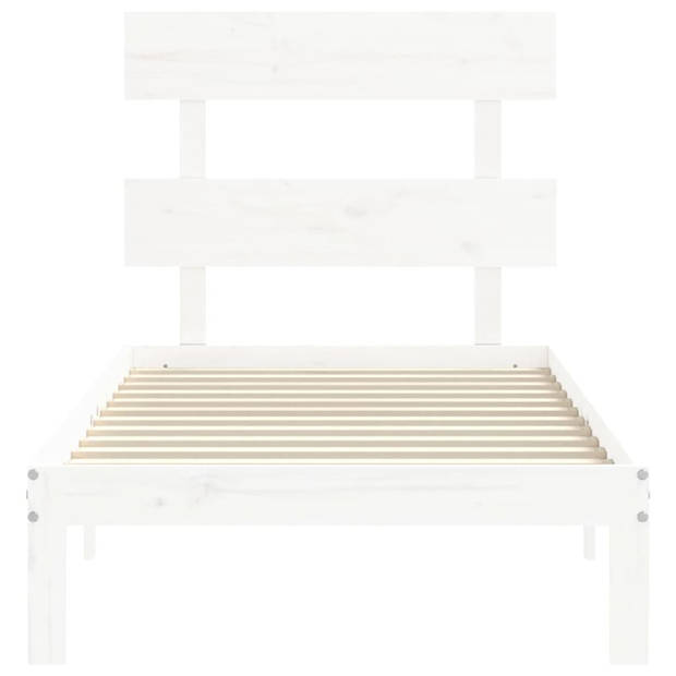 vidaXL Bedframe met hoofdbord massief hout wit