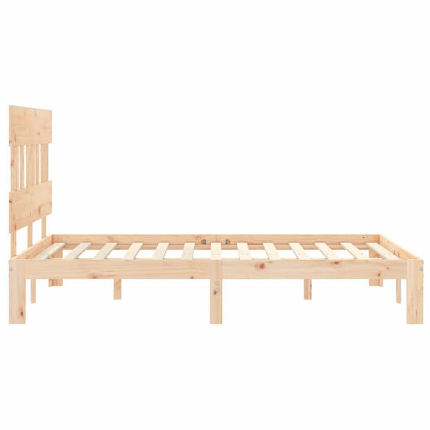 vidaXL Bedframe met hoofdbord massief hout 140x190 cm