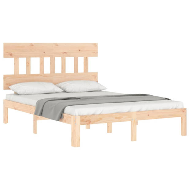 vidaXL Bedframe met hoofdbord massief hout 140x190 cm