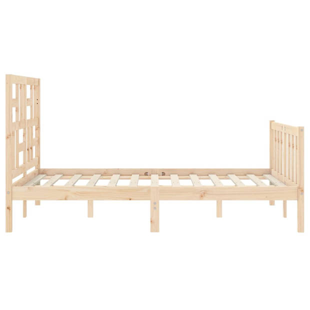 vidaXL Bedframe met hoofdbord massief hout