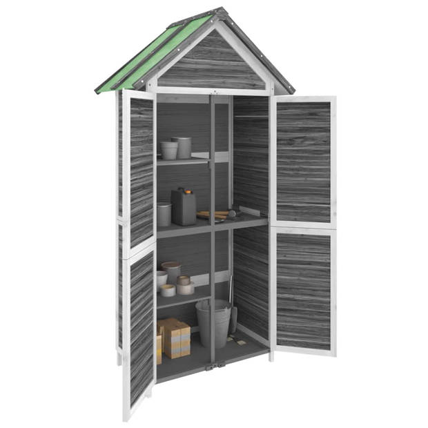 The Living Store Tuinschuur - Gereedschapsschuur - Afmetingen- 89 x 52.5 x 175 cm - Kleur- Grijs en wit - Materiaal-