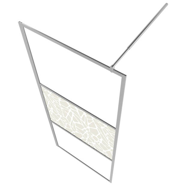 vidaXL Inloopdouchewand met stenenmotief 100x195 cm ESG-glas
