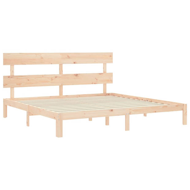 vidaXL Bedframe met hoofdbord massief hout 200x200 cm