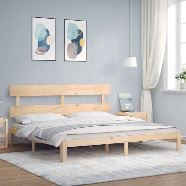 vidaXL Bedframe met hoofdbord massief hout 200x200 cm