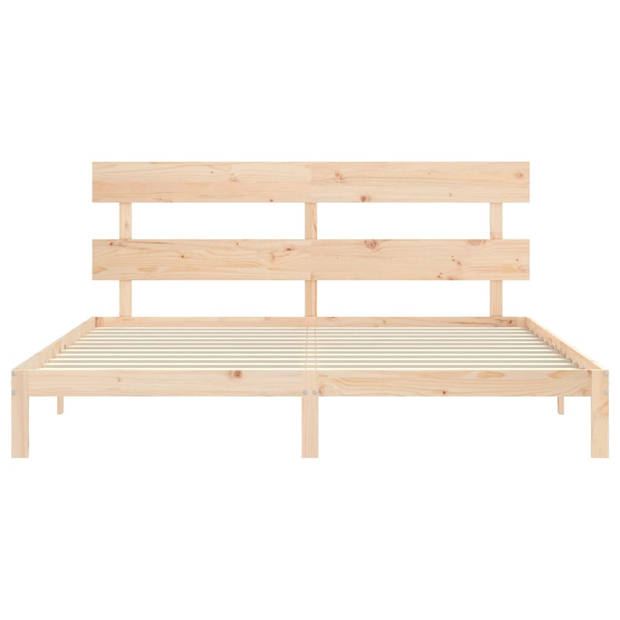 vidaXL Bedframe met hoofdbord massief hout