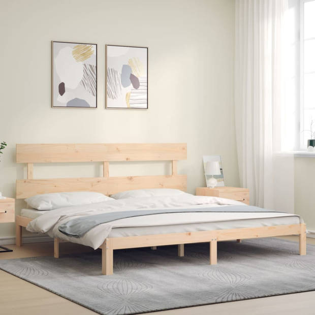 vidaXL Bedframe met hoofdbord massief hout