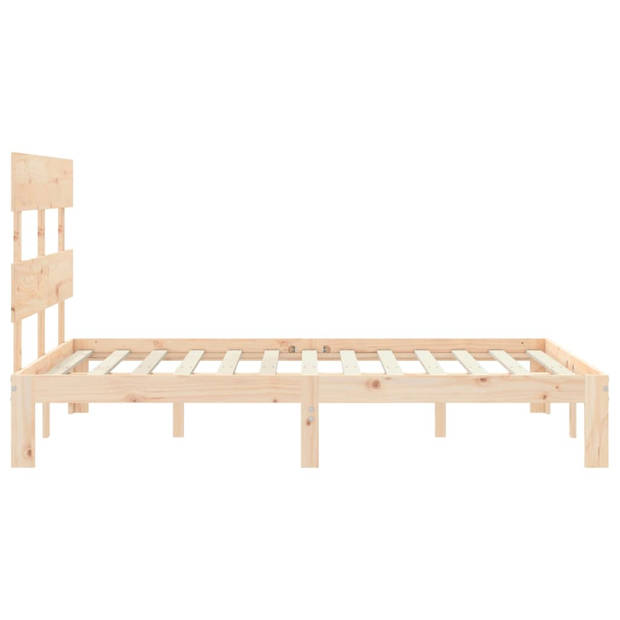 vidaXL Bedframe met hoofdbord massief hout 140x190 cm