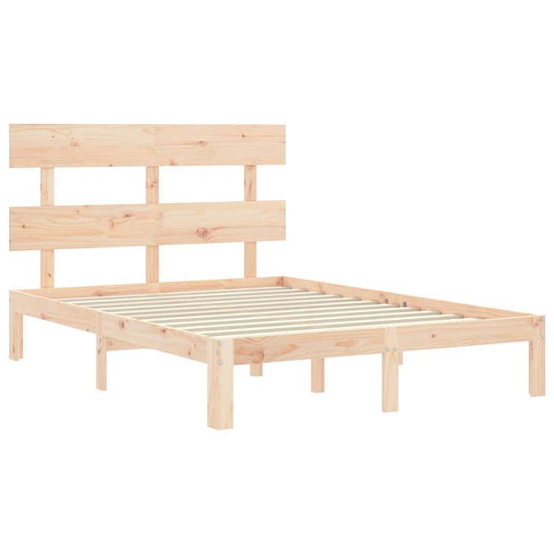 vidaXL Bedframe met hoofdbord massief hout 140x190 cm