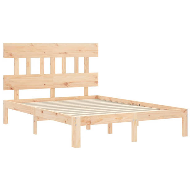 vidaXL Bedframe met hoofdbord massief hout 140x190 cm