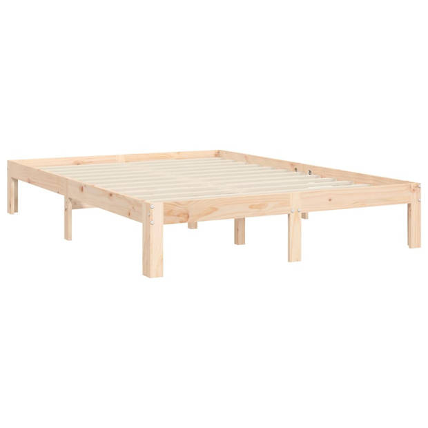 vidaXL Bedframe met hoofdbord massief hout 140x190 cm