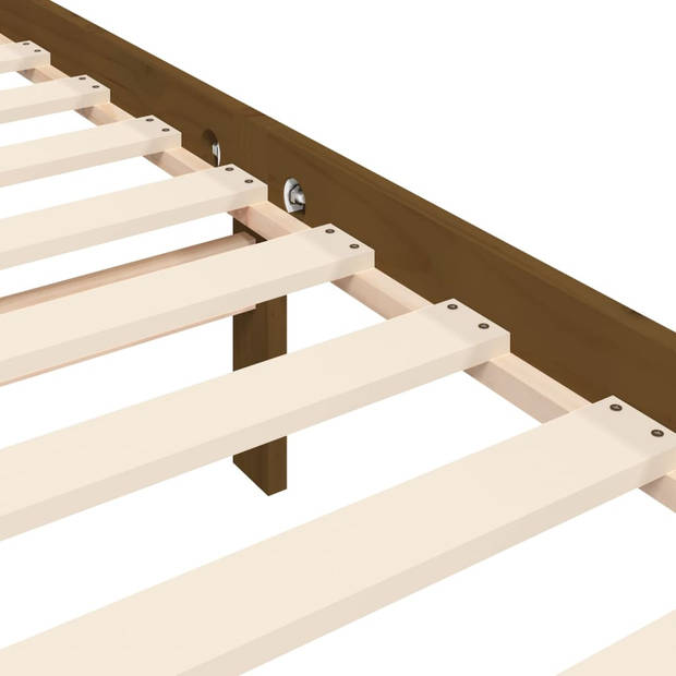 vidaXL Bedframe met hoofdbord massief hout honingbruin 90x200 cm