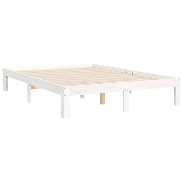 vidaXL Bedframe met hoofdbord massief hout wit