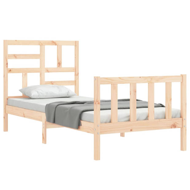 vidaXL Bedframe met hoofdbord massief hout