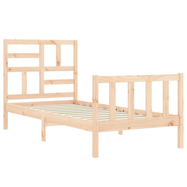 vidaXL Bedframe met hoofdbord massief hout 90x200 cm