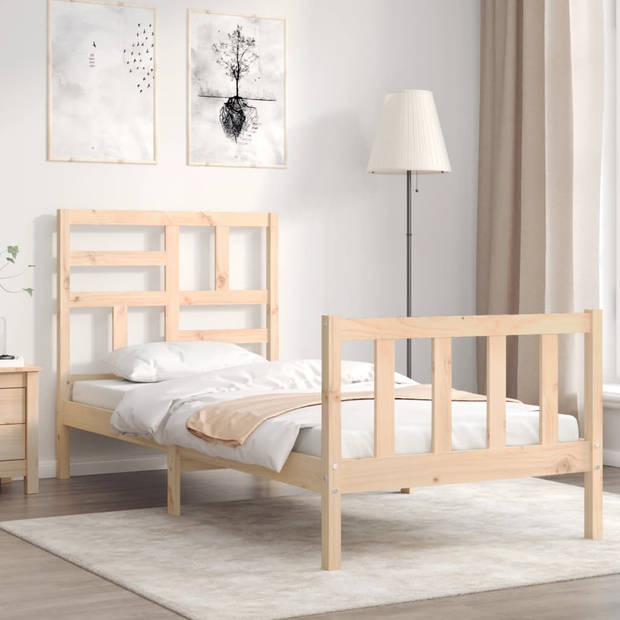 vidaXL Bedframe met hoofdbord massief hout