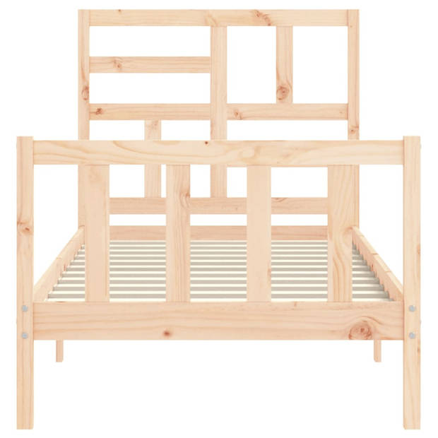 vidaXL Bedframe met hoofdbord massief hout 90x200 cm