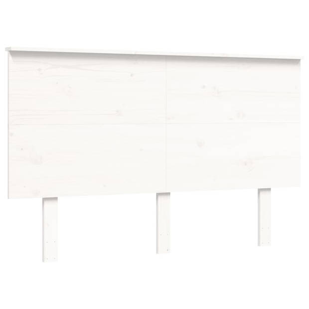 vidaXL Bedframe met hoofdbord massief hout wit 140x190 cm