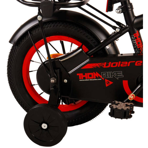 Volare Jongensfiets Thombike 12 Inch 21,5 cm Jongens Terugtraprem Zwart/Rood