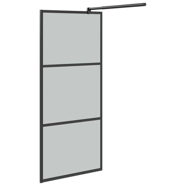 vidaXL Inloopdouchewand met schap 100x195 cm ESG-glas aluminium zwart